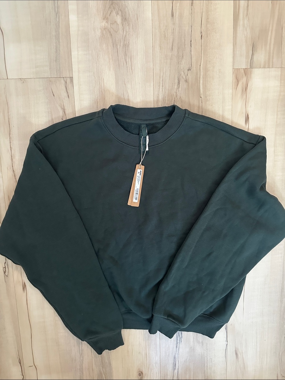 SKIMS Cotton Fleece Classic Crewneck Sweatshirt in Spruce NWT